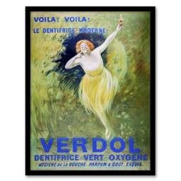 Artery8 Verdol Toothpaste Vintage Advert Vintage Framed Wall Art Print Cappiello in Green - Size: A4 - thumbnail 1