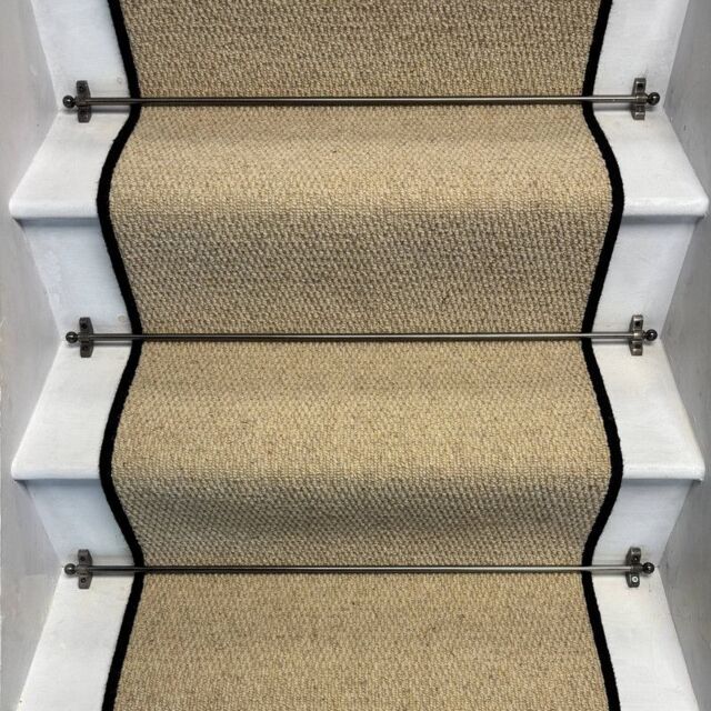RainbowHome Kalahari Cream Wool Stair Runner With 100% Pure Wool Edge - Size: 70 cm x 700 cm - image 1