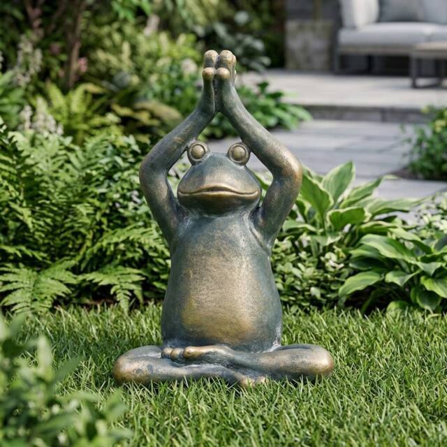 Garden Greatness Peaceful Yoga Frog Garden Ornament - image 1