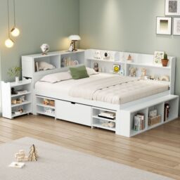 Matteo Children's Bed, Multifunctional Children's Bed With Drawers in Beige - thumbnail 3