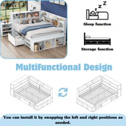 Matteo Children's Bed, Multifunctional Children's Bed With Drawers in Beige - thumbnail 5