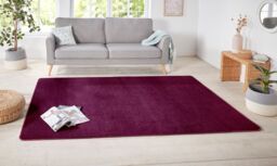 THE RUGS Plain Design Rug Polypropylene Durable with 0.85 cm Pile Height in Purple - Size: 140 cm x 200 cm - thumbnail 3