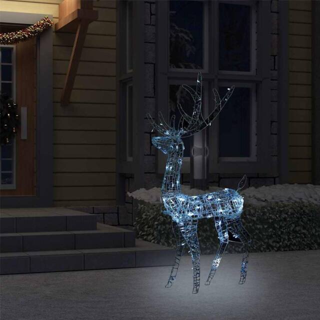 Berkfield Home White Acrylic Reindeer Christmas Decoration 140 LEDs 120 cm Cold White - image 1