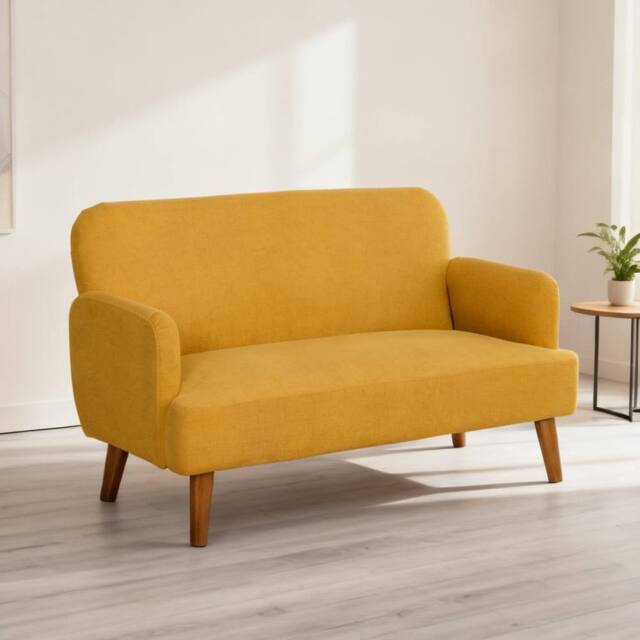 ERGOVEXA Velvet Feel Fabric 2 Seater Sofa, Yellow - image 1