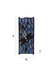ValueLights Tiffany Dragonfly Stained Glass Square Table Lamp in Blue - thumbnail 8