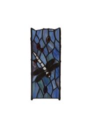 ValueLights Tiffany Dragonfly Stained Glass Square Table Lamp in Blue - thumbnail 7