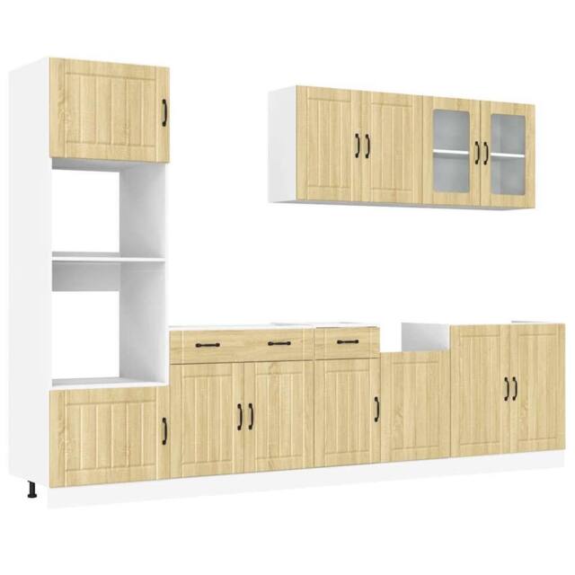 Berkfield Home 7 Piece Kitchen Cabinet Set Kalmar Sonoma Oak Engineered Wood in Brown