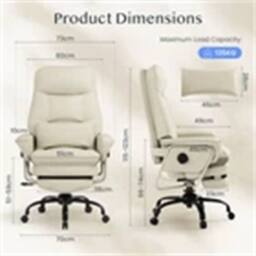 Nordara Beige-Ergonomic Office Chair with Lumbar Support in Beige - Size: 100 cm - thumbnail 2