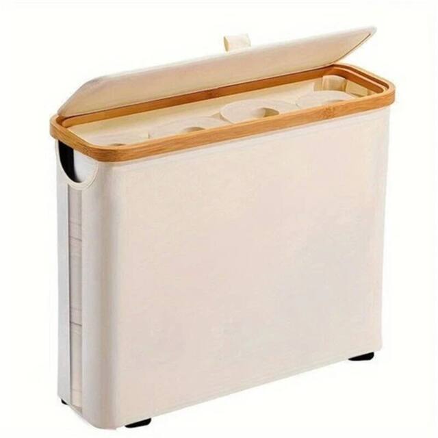 Nordara Beige Bamboo & Oxford Cloth Toilet Paper Storage Box - image 1