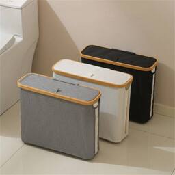 Nordara Beige Bamboo & Oxford Cloth Toilet Paper Storage Box - thumbnail 3