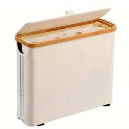 Nordara Beige Bamboo & Oxford Cloth Toilet Paper Storage Box