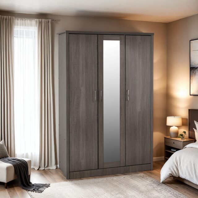 Seconique Lisbon 3 Door Wardrobe in Charcoal - image 1