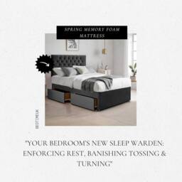 "Bed Time UK Plush Bed with Mattress, 2 Drawers & 20"" Chesterfield Headboard in Black - Size: Double" - thumbnail 3