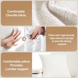 BTM L Shaped Pull Out Sofa Bed Storage USB Cup Holders Sleeper Sofa in White - thumbnail 8