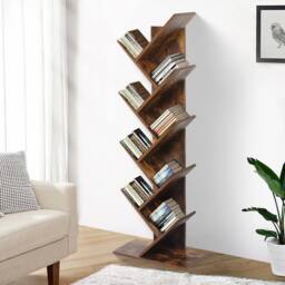 Levede Bookshelf Tree Bookcases Book Storage Wooden 8 Tier Home Display Stand in Brown - thumbnail 1