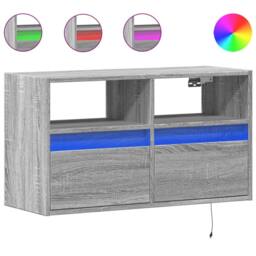 Berkfield Home TV Wall Cabinet with LED Lights Grey Sonoma 80x31x45 cm - Size: 80 x 31 x 45 cm - thumbnail 3