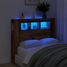 Berkfield Home LED Headboard Old Wood 120x18.5x103.5 cm Engineered Wood in Brown - thumbnail 1