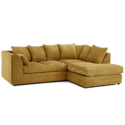 Furnishings For Less UK Luxor Jumbo Cord 4 Seater Corner sofa Right Hand Facing in Mustard