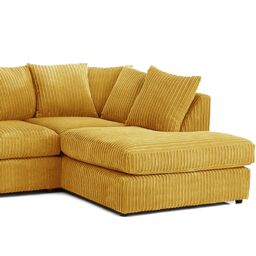 Furnishings For Less UK Luxor Jumbo Cord 4 Seater Corner sofa Right Hand Facing in Mustard - thumbnail 3