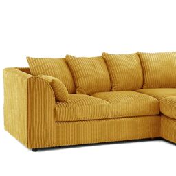 Furnishings For Less UK Luxor Jumbo Cord 4 Seater Corner sofa Right Hand Facing in Mustard - thumbnail 2