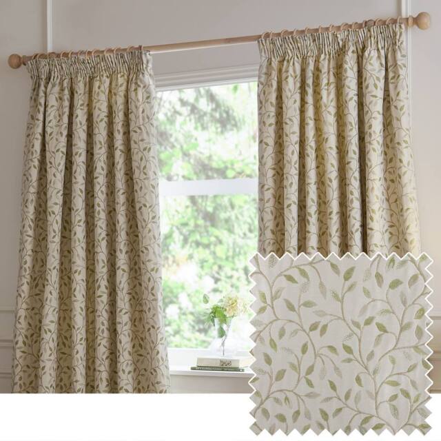 Voyage Maison Cervino Jacquard Pencil Pleat Curtain Pair in Green - Size: 229 cm width x 183 cm drop - image 1