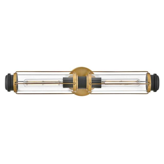 Netlighting Masthead 2 Light Outdoor Wall Light Heritage Brass & Black IP44 in Gold - image 1