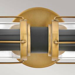 Netlighting Masthead 2 Light Outdoor Wall Light Heritage Brass & Black IP44 in Gold - thumbnail 4