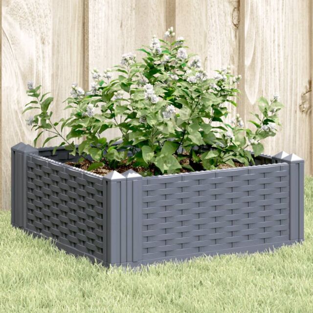 Berkfield Home Garden Planter with Pegs Blue Grey 42.5x42.5x28.5 cm PP - image 1