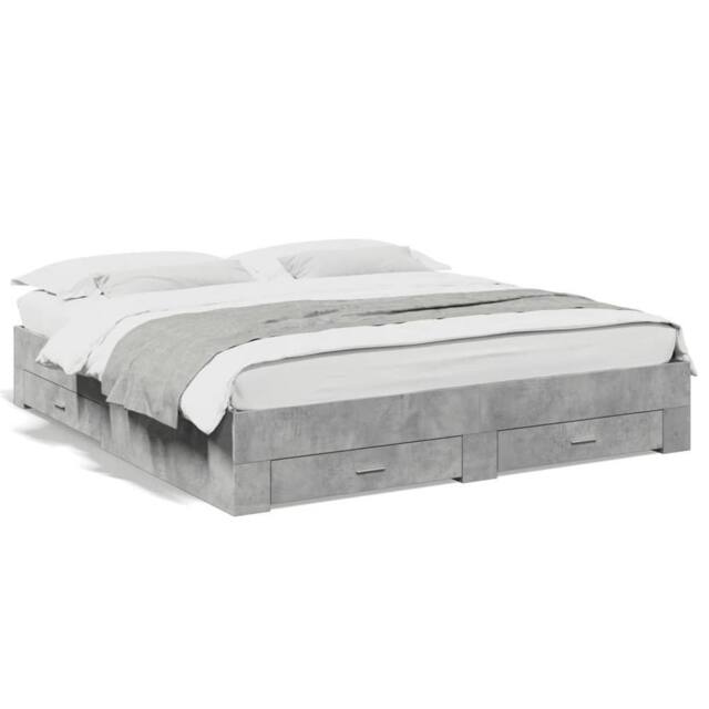Berkfield Home Bed Frame with Drawers without Mattress Concrete Grey 200x200 cm - image 1