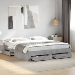 Berkfield Home Bed Frame with Drawers without Mattress Concrete Grey 200x200 cm - thumbnail 2