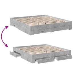 Berkfield Home Bed Frame with Drawers without Mattress Concrete Grey 200x200 cm - thumbnail 7