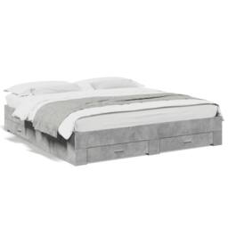 Berkfield Home Bed Frame with Drawers without Mattress Concrete Grey 200x200 cm - thumbnail 1