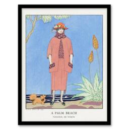 Artery8 George Barbier Framed Wall Art A Palm Beach Vintage Fashion Advert in Blue - Size: A4 - thumbnail 1