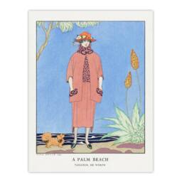 Artery8 George Barbier Framed Wall Art A Palm Beach Vintage Fashion Advert in Blue - Size: A4 - thumbnail 3