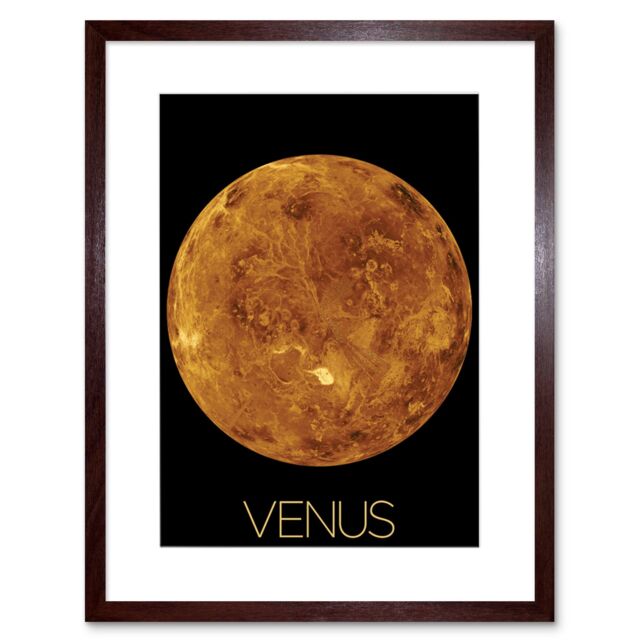 "Artery8 Wall Art Print NASA Our Solar System Venus Planet Northern Hemisphere Artwork Framed 9X7 Inch in Brown - Size: W7"" x H9""" - image 1