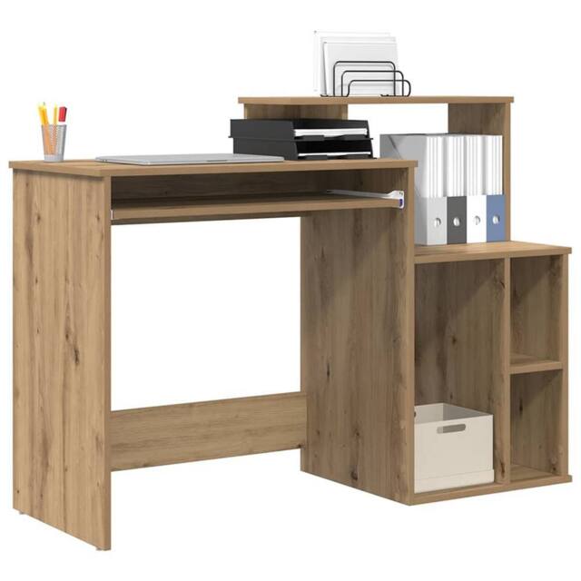 Berkfield Home Elegant Desk with Storage Artisan Oak 120.5x44x88.5 cm Engineered Wood in Brown - image 1