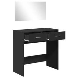Berkfield Home Dressing Table with Mirror Black 80x39x80 cm - Size: 80 x 39 x 80 cm - thumbnail 4