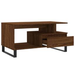 Berkfield Home Modern Coffee Table Brown Oak 90x49x45 cm Engineered Wood - Size: 90 x 49 x 45 cm - thumbnail 6