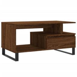 Berkfield Home Modern Coffee Table Brown Oak 90x49x45 cm Engineered Wood - Size: 90 x 49 x 45 cm - thumbnail 3