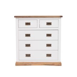 Cabinet Bits Tropea 5 Drawer Chest of Drawers Bras Drop Handle in Off-White - thumbnail 1