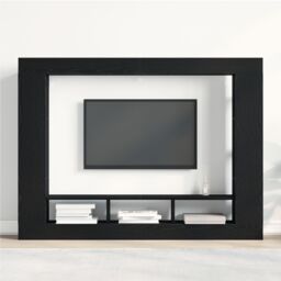 Berkfield Home TV Cabinet Wall-Mounted Black Oak 152x22x113 cm - Size: 152 x 22 x 113 cm - thumbnail 4