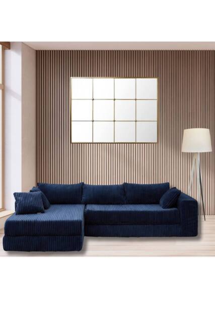Groundlevel Camden 3 Seater Sectional Velvet Sofa in Navy - image 1