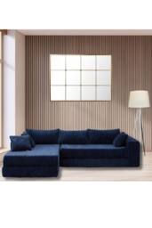 Groundlevel Camden 3 Seater Sectional Velvet Sofa in Navy - thumbnail 1