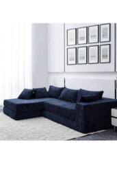 Groundlevel Camden 3 Seater Sectional Velvet Sofa in Navy - thumbnail 2
