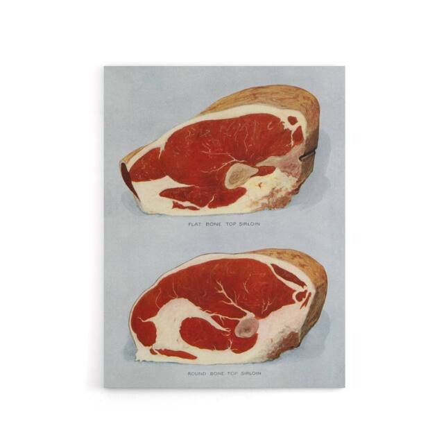 "Artery8 Beef Sirloins Illustration Vintage Canvas Wall Art in Blue - Size: W18"" x H24""" - image 1