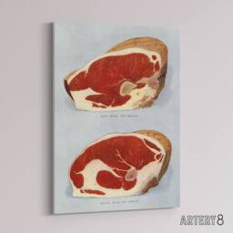 "Artery8 Beef Sirloins Illustration Vintage Canvas Wall Art in Blue - Size: W18"" x H24""" - thumbnail 2
