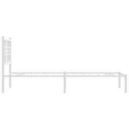 Berkfield Home Metal Bed Frame without Mattress with Headboard White 75x190cm - Size: 75x190 cm - thumbnail 5