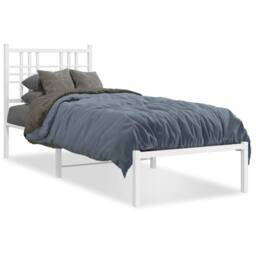 Berkfield Home Metal Bed Frame without Mattress with Headboard White 75x190cm - Size: 75x190 cm - thumbnail 3