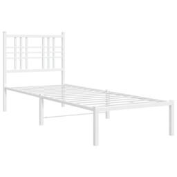 Berkfield Home Metal Bed Frame without Mattress with Headboard White 75x190cm - Size: 75x190 cm - thumbnail 1