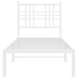Berkfield Home Metal Bed Frame without Mattress with Headboard White 75x190cm - Size: 75x190 cm - thumbnail 4